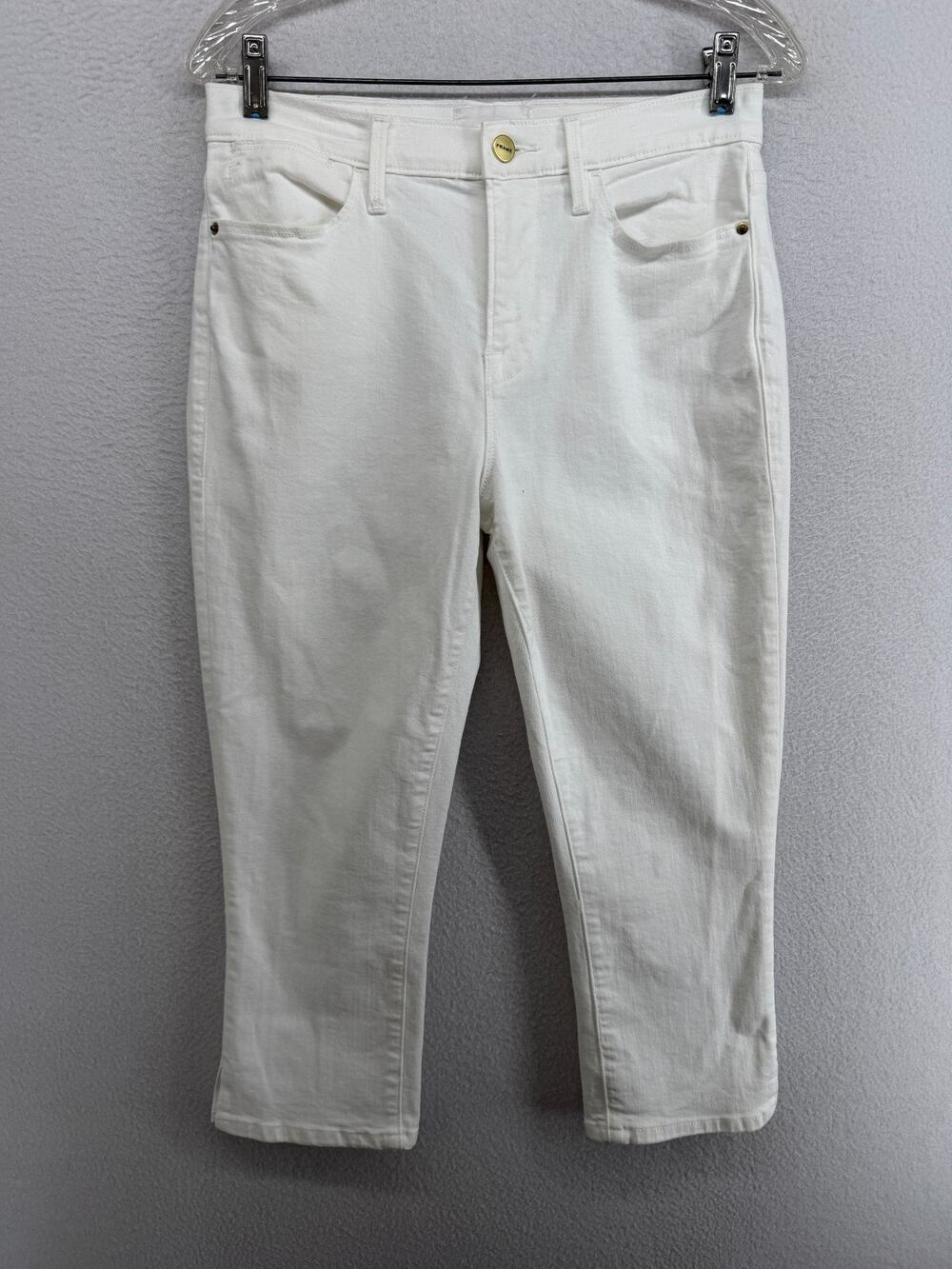 FRAME Jeans Womens 29 Le High Pedal Pusher Capri Denim Skinny Cotton Blend White